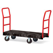 4436-86 Standard Platform Truck, 6 dia x 2 wide (15.2 cm x 5.1 cm) rubber casters, two crossbar handles