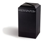 DCR24P Square 29 Gallon perforated cold rolled steel recycling unit with plastic liner for paper 