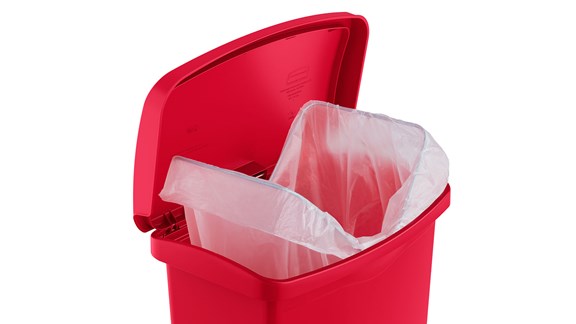 Rubbermaid® Slim Jim® Step-On Trash Can - 13 Gallon, Red H-5904R