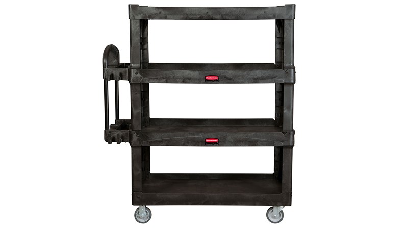 Rubbermaid 2192463 Brute Gray Large Lipped Two Shelf Utility Cart with Ergonomic Handle