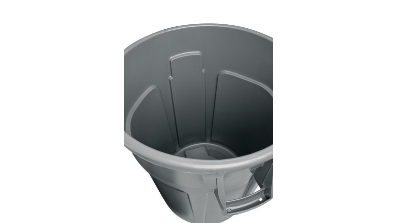 Rubbermaid Commercial Round Brute Container, Plastic, 55 gal, Gray