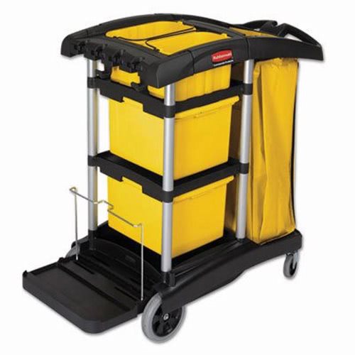 Rubbermaid High-Security Healthcare Cleaning Cart - Black