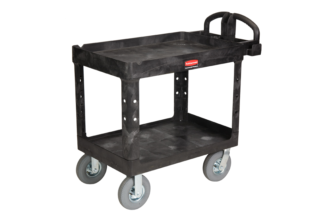 Rubbermaid 4520-10 Heavy Duty 2-Shelf Utility Cart with Pneumatic Casters