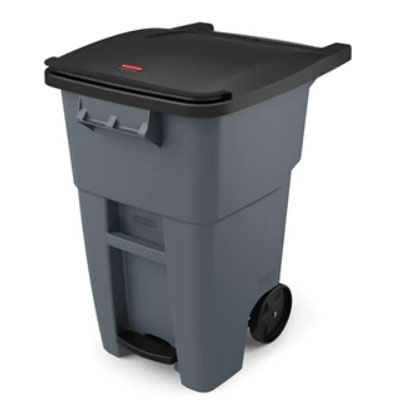 Rubbermaid 1971956 200 Qt. / 50 Gallon Gray Standard Step-On Wheeled  Rectangular Trash Can with Lid