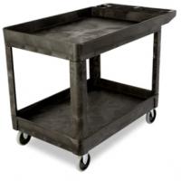 4520-89 HEAVY-DUTY FLAT HANDLE UTILITY CART, LIPPED SHELF, MEDIUM, 500 LB. CAPACITY - BLACK
