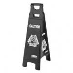 View: 1867509 Executive Multi-Lingual Caution Sign, 4-Sided, Black Pack of 6